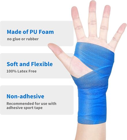 Pre Wrap Tape Athletic,3 Rolls Turquoise Prewrap Headbands for Hair,Foam Underwrap Sports Wrap in Saudi Arabia