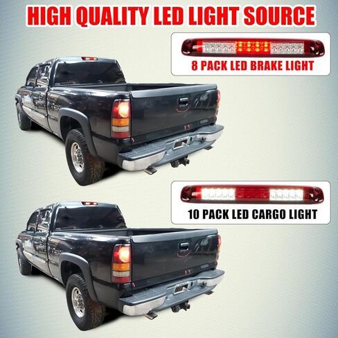 RANSOTO LED ضوء الفرامل الثالث متوافق مع Chevy Silverado GMC Sierra 1500 2500 3500 HD 1999 2000 2001 2002 2003 2004 2005 2006 2007 مصباح البضائع ارتفاع جبل وقف الضوء in Kuwait