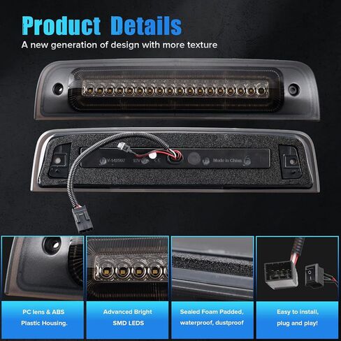 LED 3rd Brake Light Compatible with Ram1500 2009-2018 1500 Classic 2019-2021Ram2500 3500 4500 5500 2010-2018 Laramie 2019 Third Brake Cargo Light (Smoke:1) in Kuwait