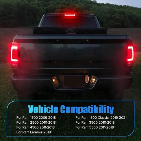 LED 3rd Brake Light Compatible with Ram1500 2009-2018 1500 Classic 2019-2021Ram2500 3500 4500 5500 2010-2018 Laramie 2019 Third Brake Cargo Light (Smoke:1) in Kuwait
