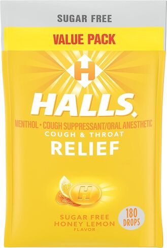HALLS Relief Honey Lemon Sugar Free Cough Drops, Value Pack, 180 Drops in Saudi Arabia