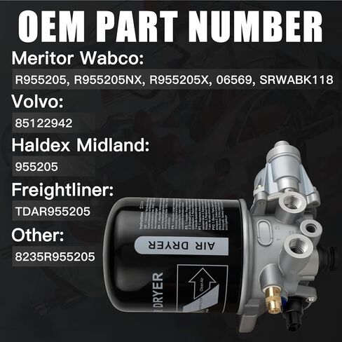 مجفف هواء R955205 12 فولت مع مجموعة تركيب لنظام Meritor Wabco System Saver 1200 Series فولفو كينورث بيتربيلت 379 كاسكاديا TR955205 4324130010 in Kuwait