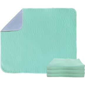 Washable Quick Dry Underpads Incontinence Bed Pads Reusable Waterproof Chucks Pads Hospital Bed Pads for Kids Adult Pee Pad for Dog Cat Pet Training 2 Pack 34" x 52"Blue/Green