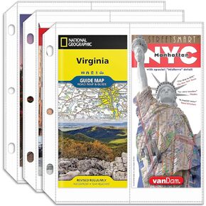 Folded Map Sleeves, Map Protector, Envelopes Page for 3-Ring Binders, Brochure Holder with 4.5" x 11" Pockets, 20PCS