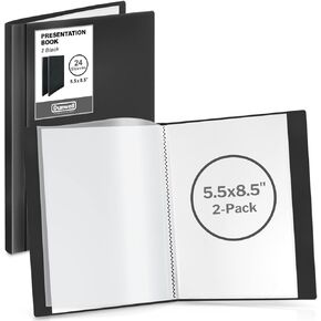 Dunwell Small Binders with Sleeves - Presentation Books 5.5x8.5 (2-Pack, Aqua), 24-Pockets, Displays 48 Half Size Pages or 5.5 x 8.5 Mini Booklets, Acid-Free Archival Quality