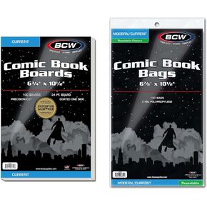 BCW Resealable Current Comic Bags and Backing Boards - 100 ct