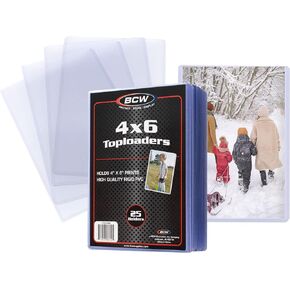 BCW 4x6 Post Card & Photo Top Loaders | Rigid PVC Sleeves | 25 Pack | Clear Plastic Protectors | Pocket Protector | Card Holder | Card Sleeves | Sheet Protectors for Photos, Prints, and More