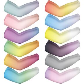 Tisancy 12 Pairs Women Farmers Sleeves UV Sun Protection Arm Sleeve Cooling Cover Gardening Sleeves for Sports 21inch in Kuwait