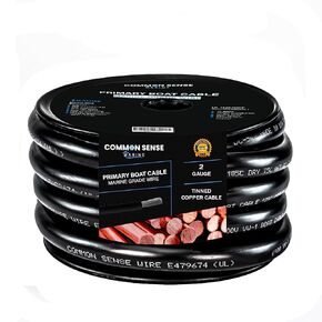 2 AWG UL 1426 (The Real Thing) Marine Wire - Tinned Copper Battery Boat Cable - 30 Feet Red/Black