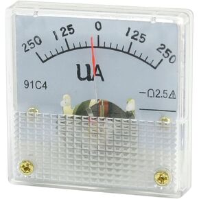 uxcell Analog Current Panel Meter DC -250-250uA 91C4 Ammeter for Automotive Circuit Testing Charging Battery Ampere Tester Gauge Pack of 1