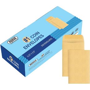 #1 Coin Envelopes 500 Pcs - 2.25×3.5 Inches – Thick & Heavy-Duty Gummed Flapped Kraft Envelopes – Perfect for Coins, Money, Seeds, Home, Office, Wedding & Pocket Use