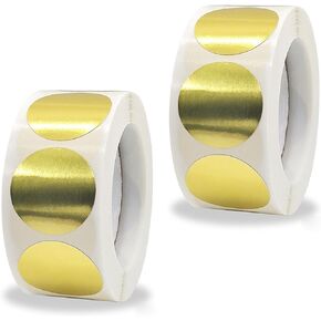 1 Inch Gold Dot Labels for Color Coding Round Envelope Seal Stickers 500 Per Roll (2 Rolls)