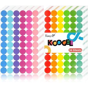 Koogel 3360PCS Colorful Dots Stickers, 3/4" Color Coding Labels, 12 Color Circle Stickers Round Labeling Stickers for Office Classroom