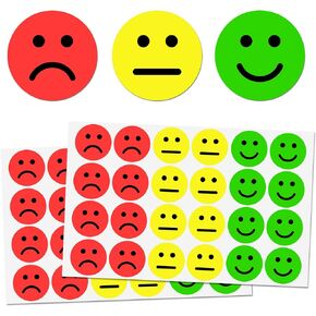 1200 Pieces - 1" Happy/Sad Smile Face Behavior Emotion Stickers, Red/Yellow/Green