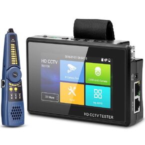 WSDCAM CCTV Tester with Wire Tracker, 4 Inch Portable Wrist IP Camera Tester CCTV Tester 4K H.265 IP CVBS CVI TVI AHD Analog Camera Tester with POE/IP Discovery/Camera Test Report