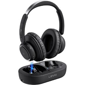 [2024 Updated] LEVN Wireless Headphones for TV Watching, TV Headphones Wireless for Seniors with TV Transmitter Charging Base, Bluetooth Headphones for TV, No Audio Delay, Gift for the Elderly/Parents