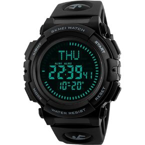 Men’s Military Sports Digital Watch with Survival Compass 50M Waterproof Countdown 3 Alarm Stopwatch