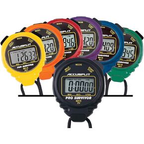 ACCUSPLIT A601X Pro Survivor Rainbow Plus One Stopwatches, Assorted colors, Pack of 7