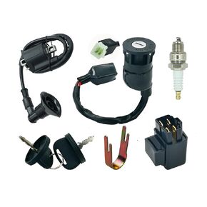 Ignition Key Switch for Polaris Sportsman 90, Fit for Polaris Outlaw Scrambler Predator 50 90 with Ignition Coil&Starter Relay Solenoid and Spark Plug
