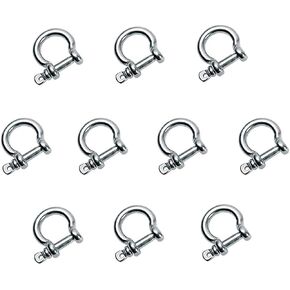 10 PCS M4 Stainless Steel Bow Shackle 5/32" (4mm) Forged Anchor Bow Shackle with Screw Pin for Paracord Jewelry Marine, Silver Color