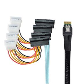Slimline Cable PCI-E SAS 4.0 SFF-8654 4i 38pin Host to SFF-8654 Slim SAS Target Cable 40cm