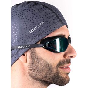 Taddlee Men Swim Cap PU Fabric Silicone Swimming Hat Pool Waterproof Sports Adult Swim Wear Accessories Large Size Outdoor