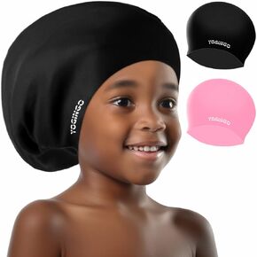 Extra Large Swim Cap Kids - Kids Swim Cap for Long Hair/Short Hair, Swim Cap for Braids and Dreadlocks - Silicone Swim Caps for Girls&Boys, Swimming Cap for Kids 6-14, Keep Hair Dry