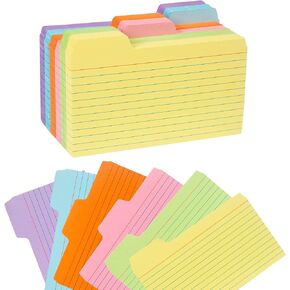 Koogel 252 PCS Tabbed Index Cards, Colorful 3 x 5 Inch Flash Card Dividers Cards Ruled Notecards with Tab for Learning Note Taking To Do List