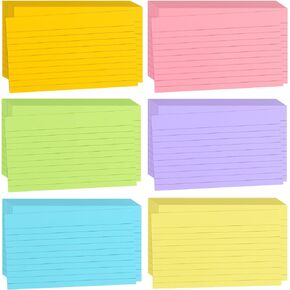 Tecmisse 1200 PCS Ruled Index Cards, 3x5 Inches Colorful Index Cards, Heavy Colored Note Cards, Study Cards for School, Learning, Memo Scratch Pad, 6 Colors Notecards