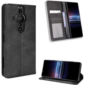 Case for Sony Xperia Pro-I Case Cover,Case for Sony Xperia Pro-I 2021 5G XQ-BE42 XQ-BE52 XQ-BE62 XQ-BE72 Case PU Leather flip Cover Black