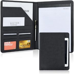 Pacific Mailer Padfolio Portfolio Binder Leather Padfolio Legal Pad Portfolio Business Card Holder Included Letter Size Writing Pad [Black]