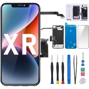 for iPhone XR Screen Replacement 6.1" with Ear Speaker Proximity Sensor Kit LCD Display 3D Touch Digitizer Assembly Fix Tool Magnetic Screw Mat Front Earpiece Repair A1984 A2105 A2106 A2108