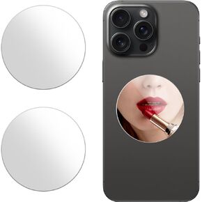 Cavdycidy Special-shaped Mirror Decal for Smartphone，Stick-On Make up Mirror Sticker on Phone Case Back，Special-shaped Mirror Phone Charm （2 Pack ）