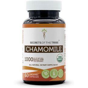 Chamomile USDA Organic 60 Capsules | High-Potency Herbal Organic Capsules | Made with Organic Vegetarian Capsules and Organic Chamomile (Matricaria recutita) Dried Flower (60 Capsules)