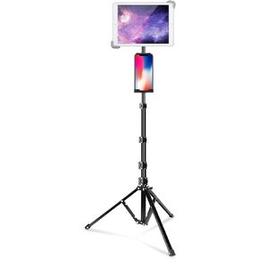 elitehood iPad Tripod Stand, 65-inch Height Adjustable iPad Stand Holder & iPad Floor Stand with 360° Rotating iPad Tripod Mount for iPad, iPad Air, iPad Pro 12.9 11 and All 4-14.5 Inch Tablets