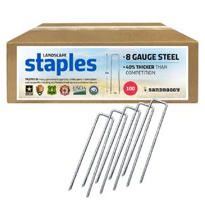 Sandbaggy 6 inch Landscape Sod Staples (8 Gauge Steel) | Great for Hard & Rocky Soil | 40% Thicker Than Standard 11 Gauge Staples | Trusted by Farmers & Contractors Across USA (200 Staples)