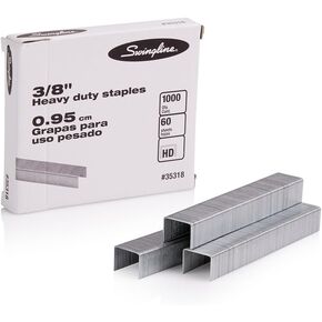 Swingline Staples, Heavy Duty, 3/8" Length, 60 Sheet Capacity, 100/Strip, 1000/Box, 1 Pack (35318), Silver (SWI35318)