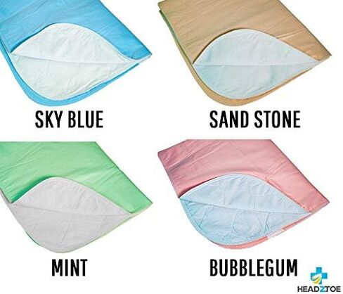 HEAD2TOE- Incontinence Bed Pads | Washable Waterproof Mattress Protector | Premium Pack of 4 30x36 Highly Absorbent Reusable Washable Underpads - Ideal for Adults, Kids, and Pets in Saudi Arabia