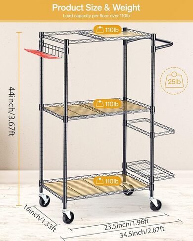 Yoga Mat Storage Rack, Home Gym Workout Equipment Storage Rack, Cart for Organizing Workout Room, Organizer Yoga Equipment Dumbbell Kettlebells Home Gym Storage Rack with Hooks and Wheels in Kuwait