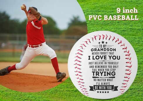 Baseball Gifts for Boys Grandson from Grandpa, Grandma, Grandparents for Birthday Graduation Christmas, Printed Baseball with Stand Holder - to My Grandson in Saudi Arabia