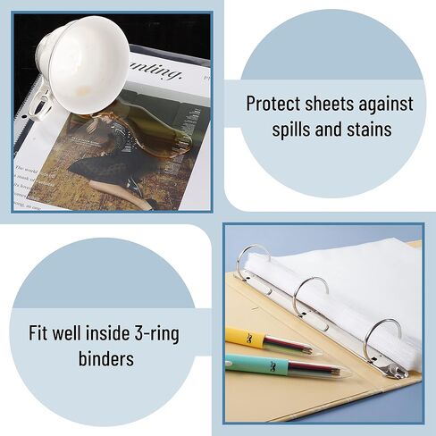 السيد Pen- واقيات الأوراق، 8.5 × 11 بوصة، 50 حزمة، سمك 0.04 مم، واقيات الصفحات، واقيات الصفحات الشفافة لـ 3 مجلدات حلقية، أكمام بلاستيكية شفافة، أكمام مجلدة، لوازم العودة إلى المدرسة in Kuwait