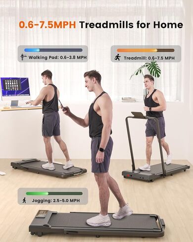 3 in 1 Walking Pad Treadmill- 3.0HP Folding Treadmills for Home Easy to Store, 300LBs Capacity Under Desk Treadmill Free Installation and Low Noise for Office Work in Saudi Arabia