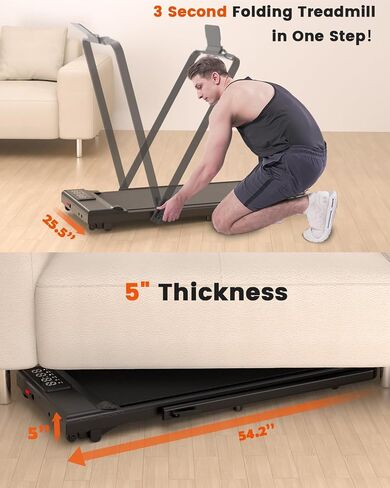 3 in 1 Walking Pad Treadmill- 3.0HP Folding Treadmills for Home Easy to Store, 300LBs Capacity Under Desk Treadmill Free Installation and Low Noise for Office Work in Saudi Arabia