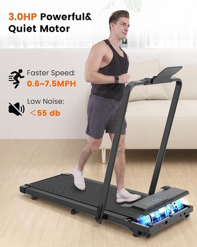 3 in 1 Walking Pad Treadmill- 3.0HP Folding Treadmills for Home Easy to Store, 300LBs Capacity Under Desk Treadmill Free Installation and Low Noise for Office Work in Saudi Arabia