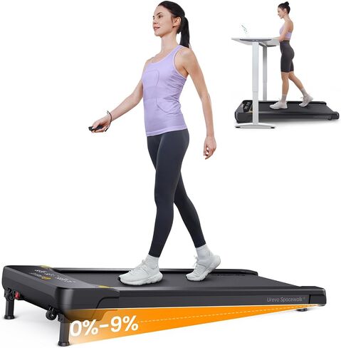UREVO Walking Pad with Auto Incline, Max 9% 3 Stage Incline Under Desk Treadmill, 2.5HP Inclined Walking Treadmill for Home with Remote Control and LED Display in Kuwait
