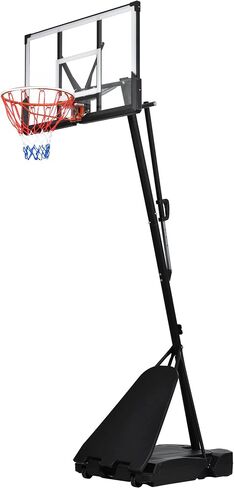 Portable Basketball Hoop with 2 Built-in Wheels, Polyester Net, Anti-Slip Hand Control, Stable & Fillable Base, 7.5 to10ft Height Adjustable, Goal System for Backyard Courts Pool, Black in Saudi Arabia