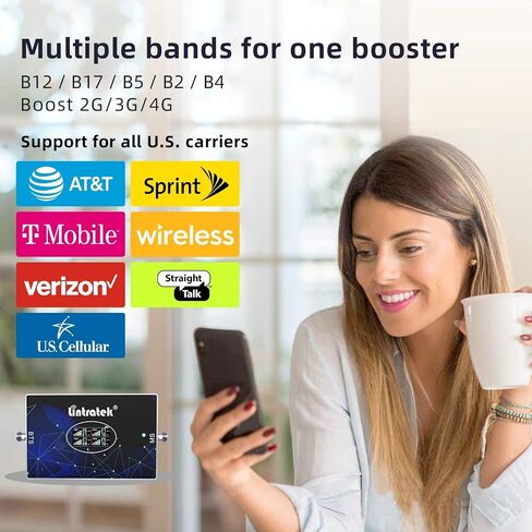 Lintratek Cell Phone Signal Booster for Home and Office on Band 2/4/5/12/17,Up to 5,000 Sq Ft,Boost 4G LTE 3G GSM Data & Voice Signal for Varies of U.S. Carriers, FCC Approved in Saudi Arabia