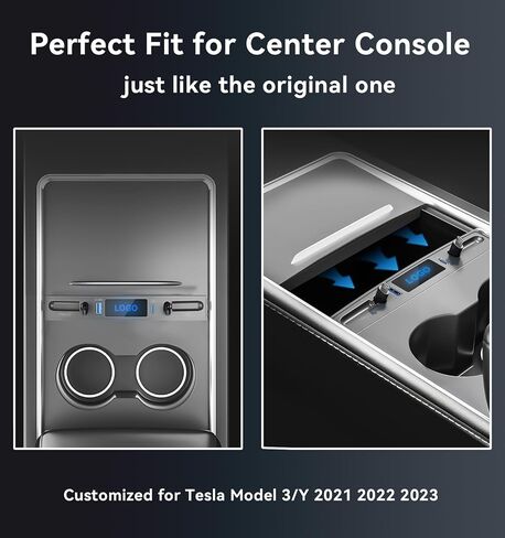 Car USB Charger for Tesla Model 3 Model Y 2021 2022 2023, Tesla USB Hub with Retractable Cable Charging Adapter for Tesla Accessories Model Y/3 100% Fit Center Console, Gifts for Tesla Owner in Saudi Arabia