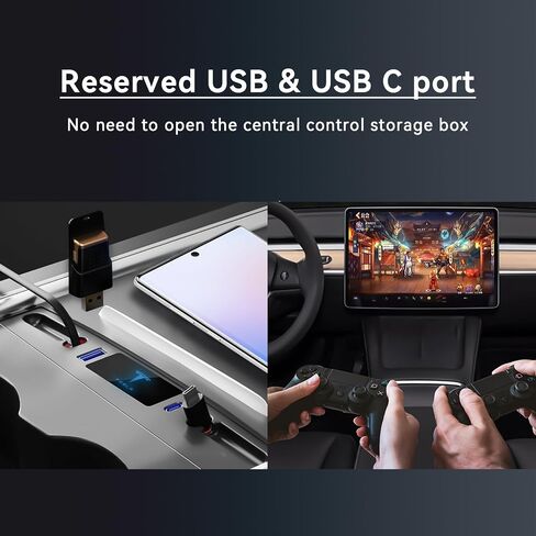 Car USB Charger for Tesla Model 3 Model Y 2021 2022 2023, Tesla USB Hub with Retractable Cable Charging Adapter for Tesla Accessories Model Y/3 100% Fit Center Console, Gifts for Tesla Owner in Saudi Arabia