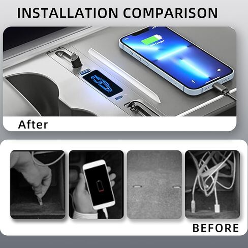 Car USB Charger for Tesla Model 3 Model Y 2021 2022 2023, Tesla USB Hub with Retractable Cable Charging Adapter for Tesla Accessories Model Y/3 100% Fit Center Console, Gifts for Tesla Owner in Saudi Arabia